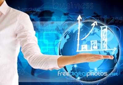 Graphs On The Hands Of Businesswomen Stock Photo