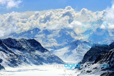 Great Aletsch Glacie Stock Photo