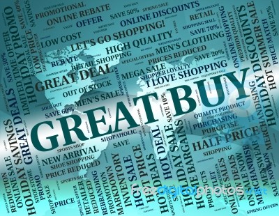 Great Buy Represents Awesome Buying And Fantastic Stock Image