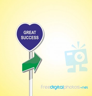 Great Success - Heart Signpost Of Directional Arrow Stock Image