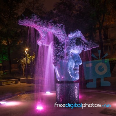 Greek Park In Odessa, Ukraine At Night Stock Photo