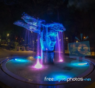 Greek Park In Odessa, Ukraine At Night Stock Photo