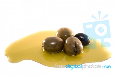 Green And Black Olives With Olive Oil Stock Photo Green And Black Olives With Olive Oil Stock Photo