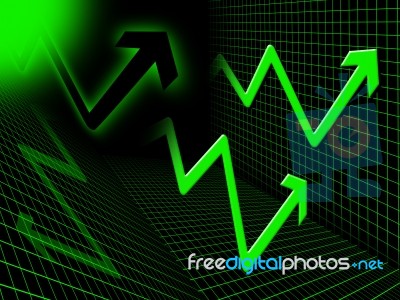Green Arrows Background Means Up Upwards And Higher
 Stock Image