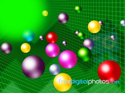 Green Balls Background Shows Brightness Colorful And Graph
 Stock Image