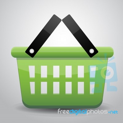 Green Basket Shopping Stock Image