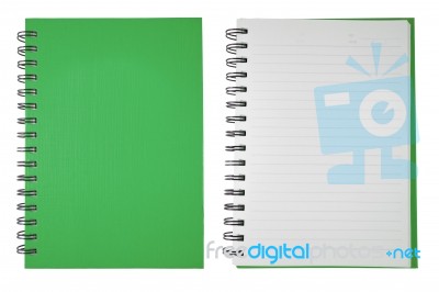Green Blank Note Book Stock Photo