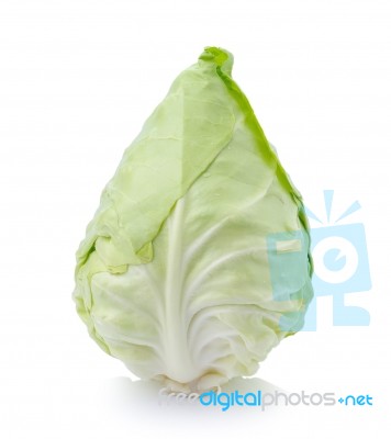 Green Cabbage Isolated On White Stock Photo