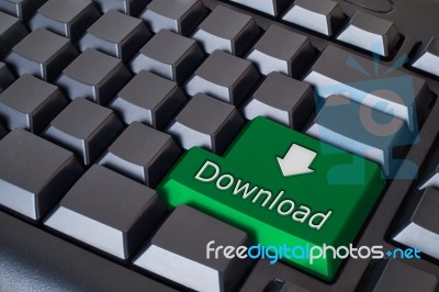 Green Download Button Stock Photo