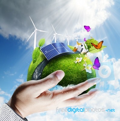 Green Earth In Hand Concept Stock Photo