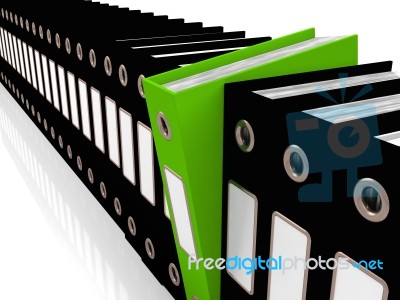 Green File Amongst Black Stock Image