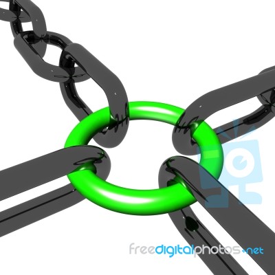 Green Four Link Shows Connection And Togetherness Stock Image Green Four Link Shows Connection And Togetherness Stock Image