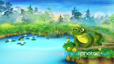 Green Frog Near A Pond Stock Image