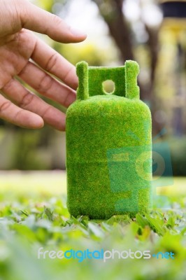 Green Gas Tank Concept Stock Photo