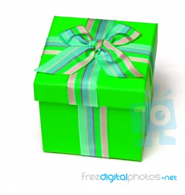 Green Gift Box Stock Photo