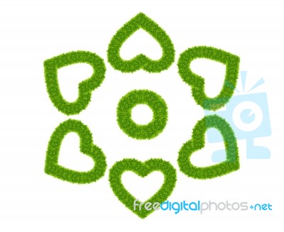 Green Grass Love Heart Stock Photo