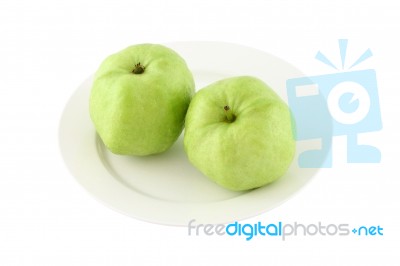 Green Guava Dish On White Background Stock Photo