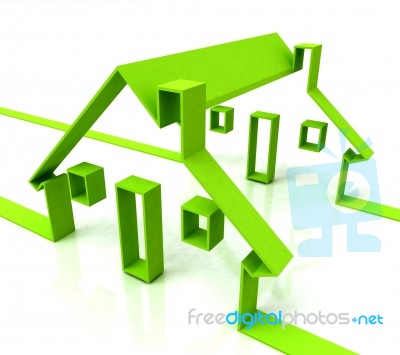 Green House Symbol Shows Real Estate Or Rentals Stock Image