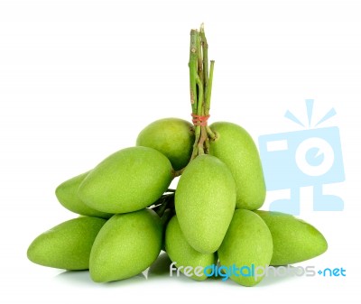 Green Mango Isolated On A White Background Stock Photo