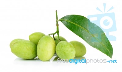 Green Marian Plum Or Maprang Isolated On White Stock Photo