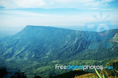 Green Mountains With The Blue Sky Stock Photo