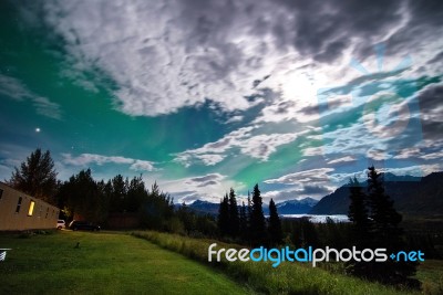 Green Night Stock Photo