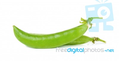 Green Pea Isolated On The White Background Stock Photo