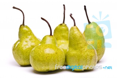 Green Pears On White Stock Photo