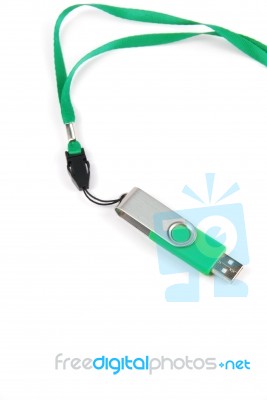 Green Pen Drive Stock Photo