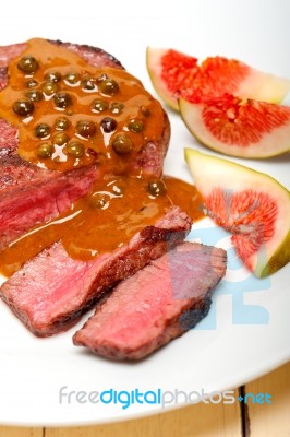 Green Peppercorn Beef Filet Mignon Stock Photo