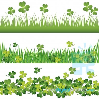 Green Shamrock Borders Set For St. Patrick's Day Card Stock Image