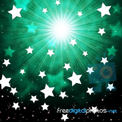 Green Sky Background Shows Radiance Stars And Heavens Stock Image
