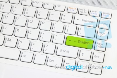 Green Solution Keypad Stock Photo
