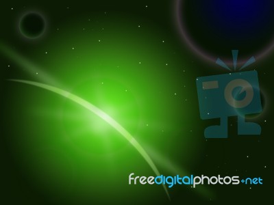 Green Star Behind Planet Means Astrology And Astronomy Stock Image