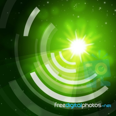 Green Sun Background Means Giving Offf Frequencies
 Stock Image