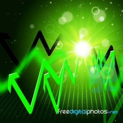 Green Sun Background Shows Arrows And Sending Out Waves Stock Image