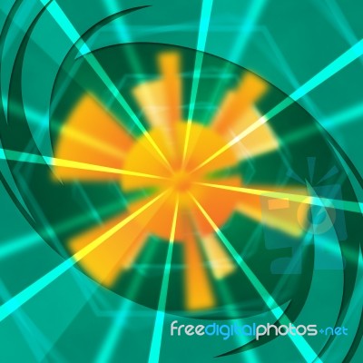 Green Sun Background Shows Light Beams And Waves Stock Image