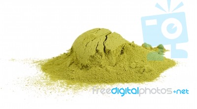 Green Tea Powder Isolated On White Background Stock Photo