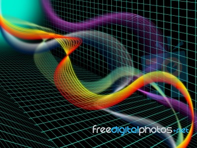 Green Twisting Background Means Wavy Lines And Grid 
 Stock Image