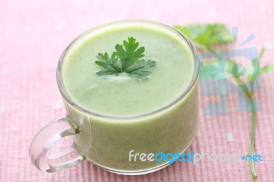 Green Vegetables Soup Stock Photo