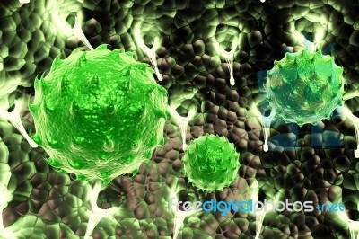 Green Virus Cell Symbol Representing Bacterial Infection Stock Image