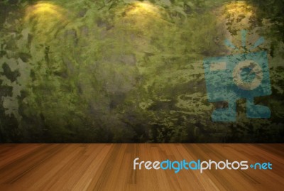 Green Wall With Wooden Floor Stock Image