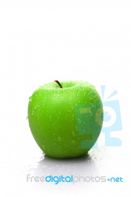 Green Wet Apple Stock Photo