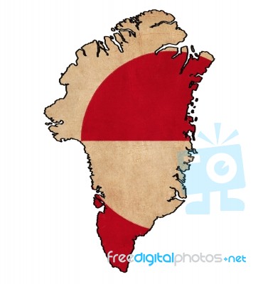 Greenland Map On Greenland Flag Drawing ,grunge And Retro Flag S… Stock Image