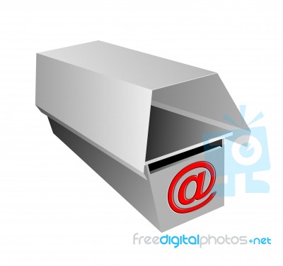 Grey Mailbox With @ Sign Stock Image