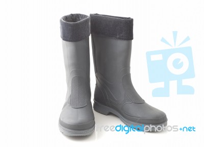 Grey Rubber Boots Stock Photo