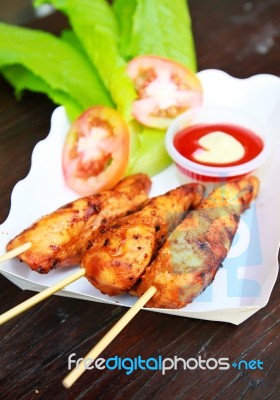 Grilled Chicken With Salad  Stock Photo