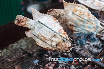 Grilled Fish Stock Photo