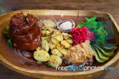 Grilled Meat With Potatoes Stock Photo