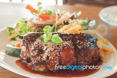 Grilled Pork Ribs With Spicy Sauce Stock Photo Grilled Pork Ribs With Spicy Sauce Stock Photo